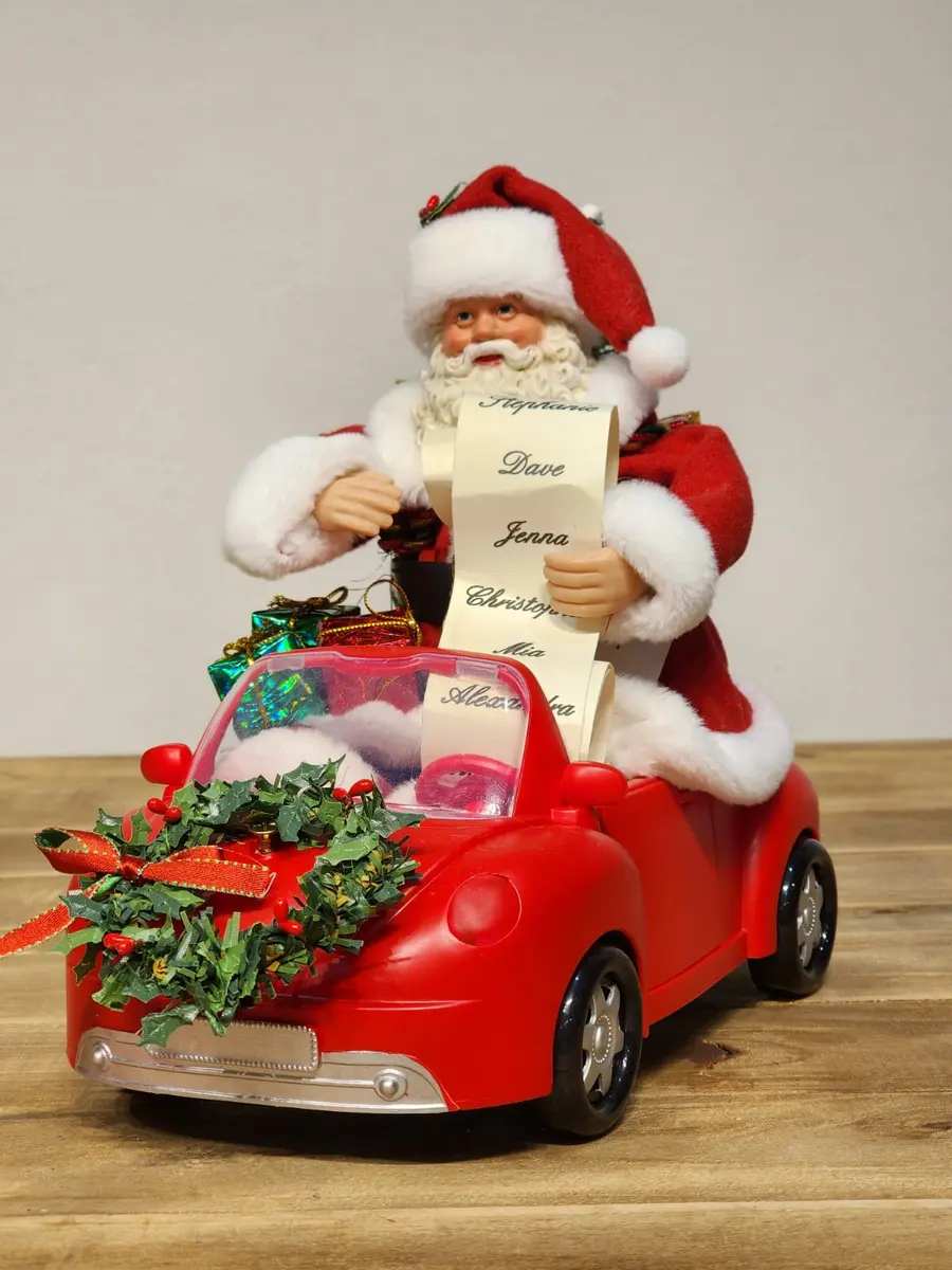 Papai Noel no Carro - Colecionável - 23,7 cm